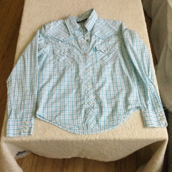 Vintage Aeropostale Y2K Plaid Pearl Snap Button Down Western Shirt - Sz Small - Picture 9 of 10